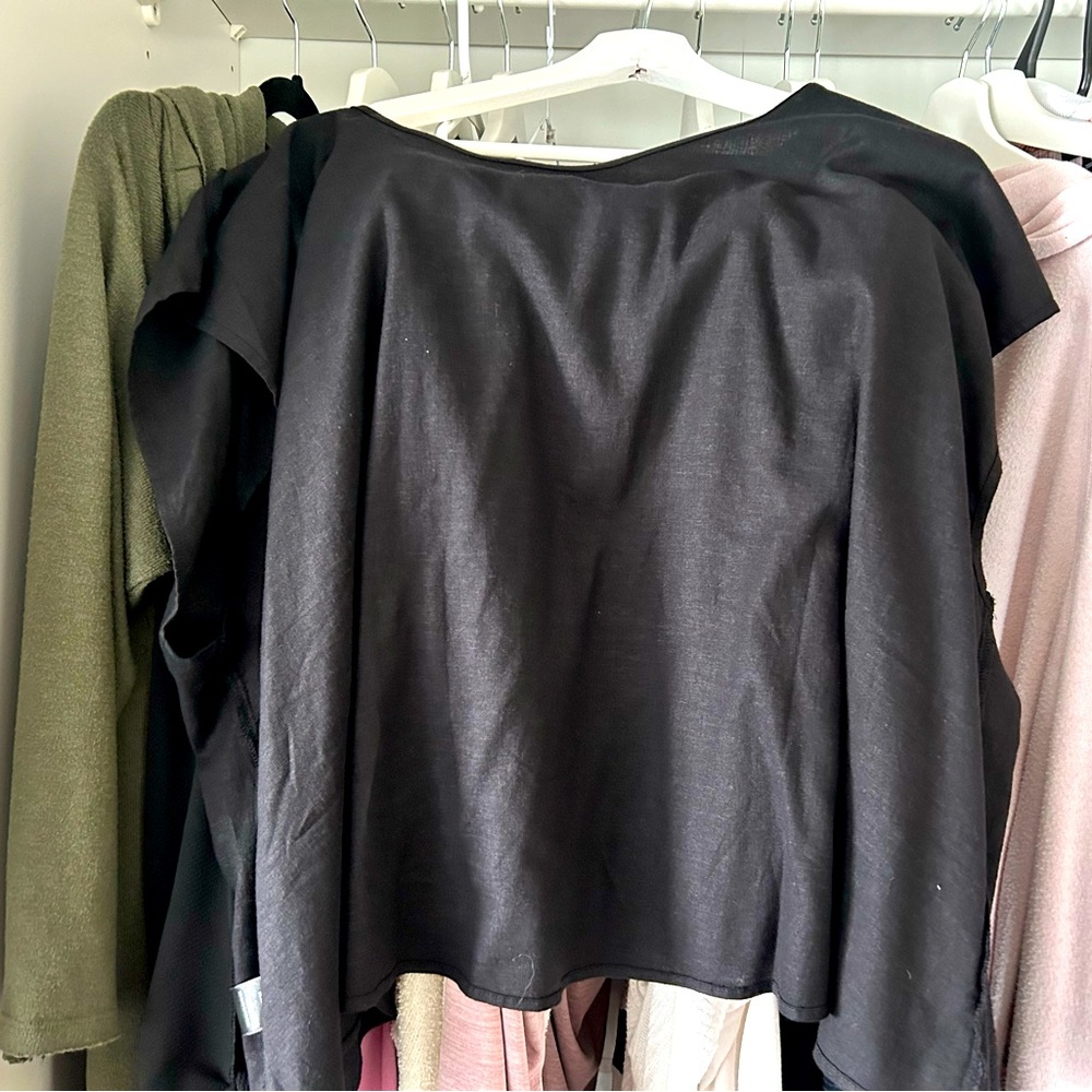 Torrid Linen Cross Back Crop Top Black Size 2